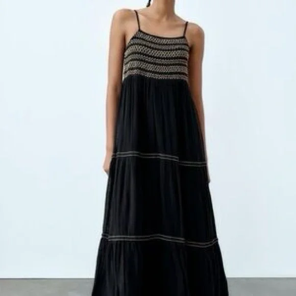 Zara Black and Gold Maxi Dress Zara Black and Gold Maxi Dress